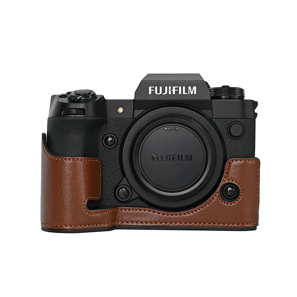

PU Leather Camera Half Case for Fujifilm XH2 XH2S Fuji X-H2 X-H2S Bottom Opening Protective Cover