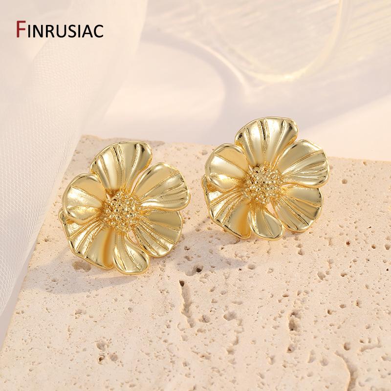 Fashion 14K Gold Plated Metal Irregular Stud Earrings for Women Exaggerated Large Geometric Statement Earrings Party Jewelry