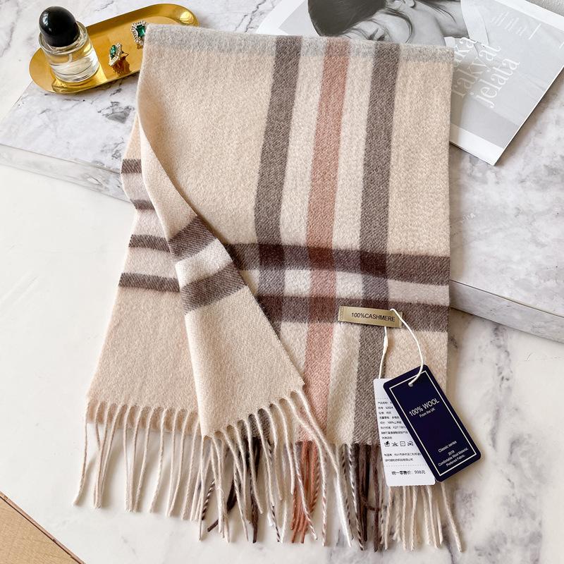 Cashmere scarf women's winter water ripple plaid thickened warm couple scarf for boyfriend