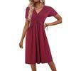 Women's Short Sleeve Dress Casual Plus Size V Neck Dress Flowy Beach Sundress With Pockets