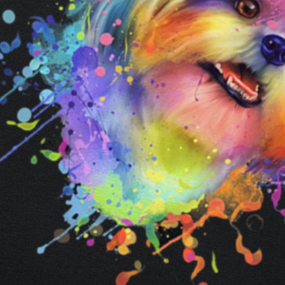 New Men Colorful Splash Art Shih Tzu Shitzu Puppy Owner T Shirt Oversize Tee Shirt Casual Short Sleeve Vintage Couples T-Shirt