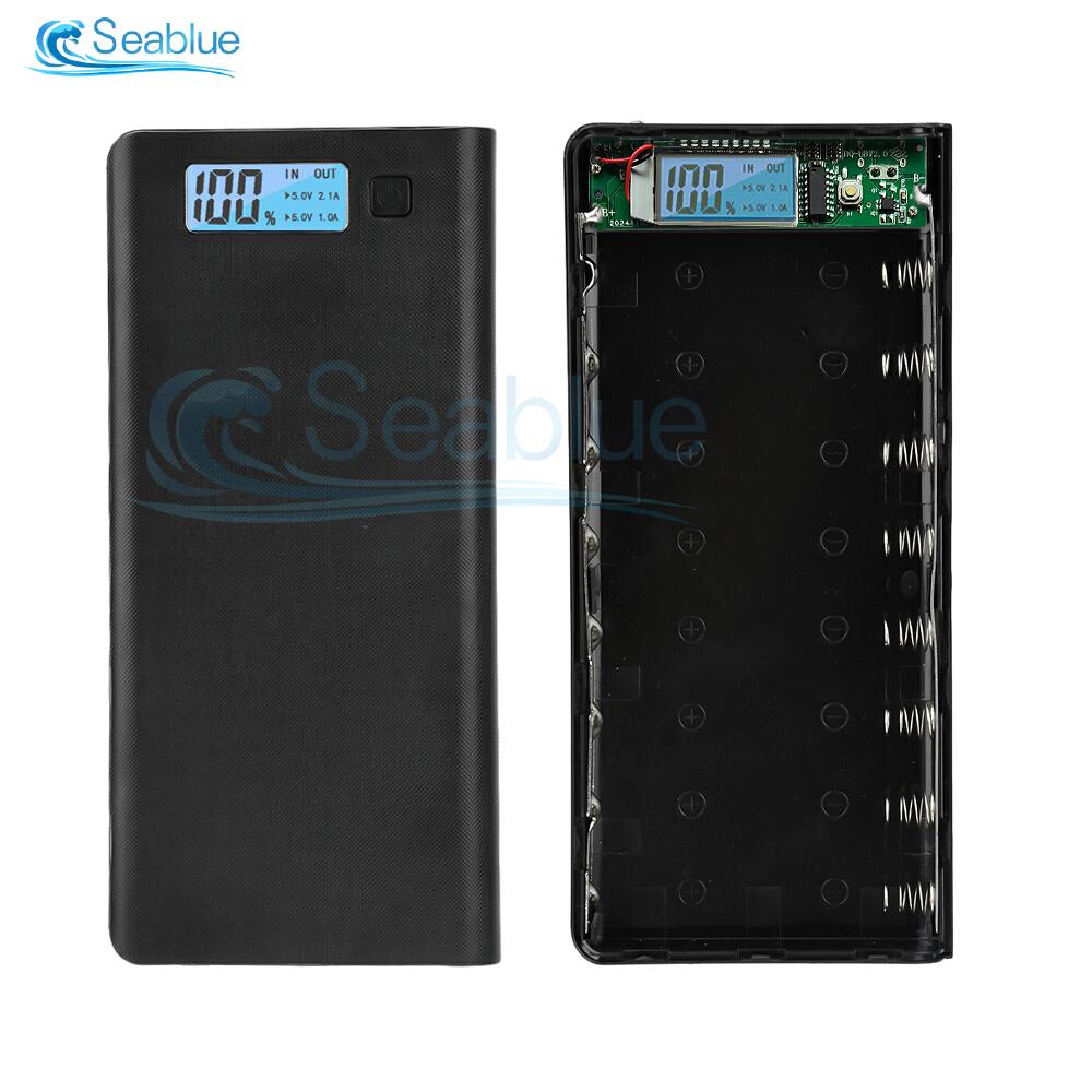 

Самодельный корпус для Power Bank (без аккумуляторов) 5V 2A 8x 18650 USB Type-C Зарядное устройство для телефона Электронная зарядка чёрный