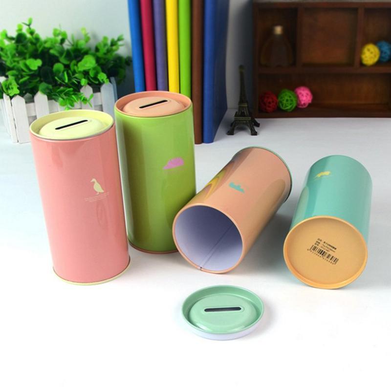 Hojalata Redonda Animal Color Caramelo Hucha Caja de Dinero Hucha de Metal Latas Lindas para Misceláneas Latas de Almacenamiento Latas de Regalo Decoración del Hogar