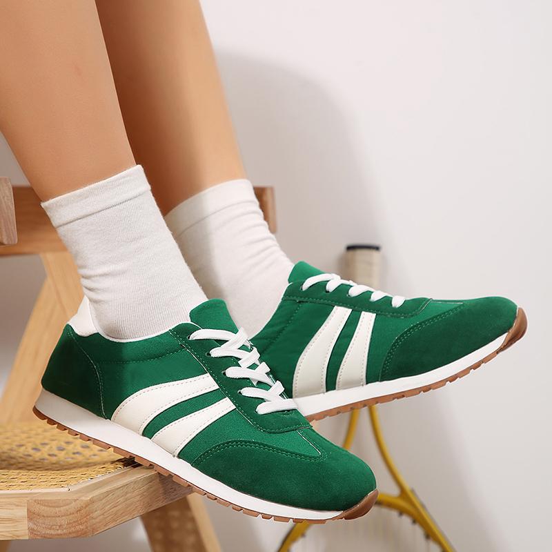 Fashion 2025 Autumn Women' Fashion Striped Green Sneakers Lightweight Non Slip Casual Sports Shoes Woman Plus Size Comfort Walking Shoes