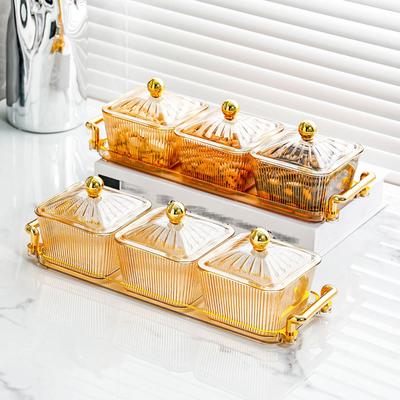 Divided Dried Fruit Dish Food Serving Trays Dustproof with Cover Snack Plates Appetizer