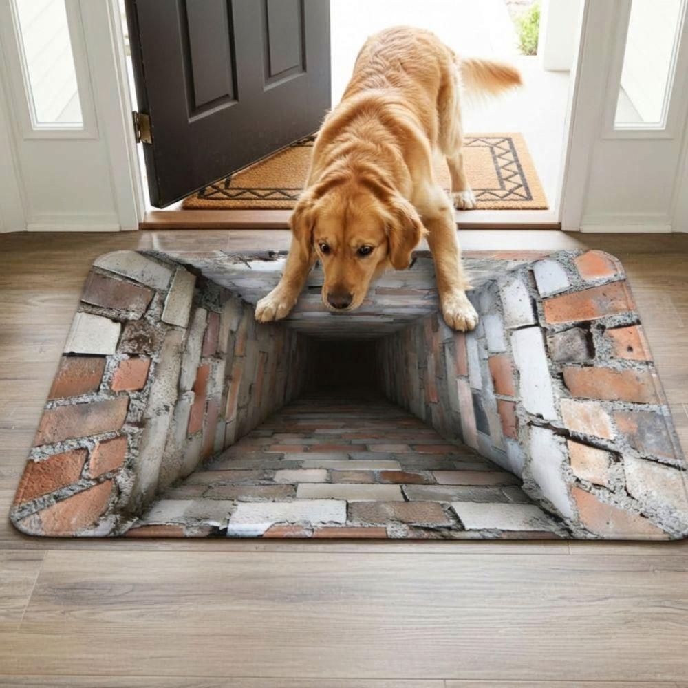 3D Flat Optical Illusion Doormat Non-slip Bedroom Door Rug Creativity Bathroom Carpet  Home Decor