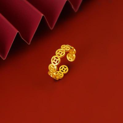 "Retro Etnische Stijl Koperen Munt Ring – Verstelbare Vintage-Geïnspireerde Sieraden voor Vrouwen"