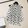 Women Top Round Neck Off Shoulder Long Sleeve Polka Dot Printing Elegant Loose Summer Lady Pullover Shirt Top Daily Wear