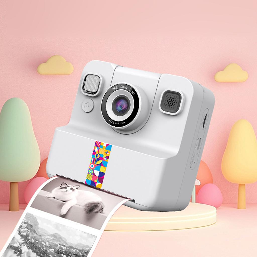   Print Camera White 2.4 Inch Screen 16X Zoom 1080P Digital Camera with Print Paper for Present