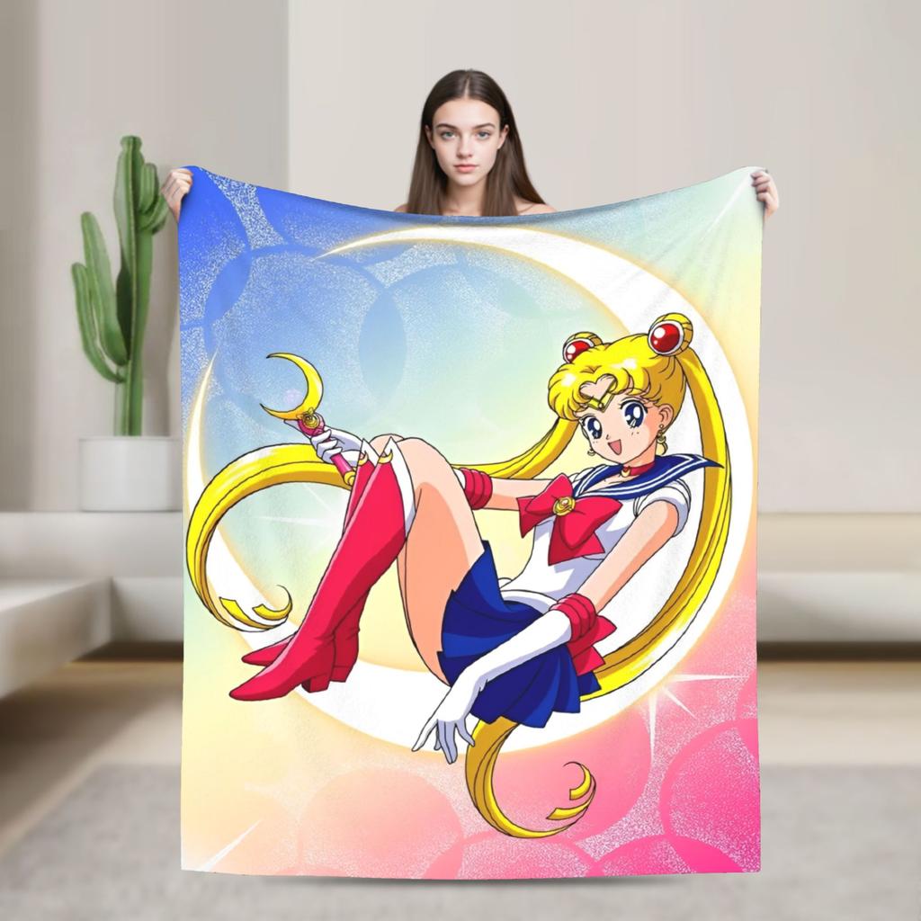 S-Sailor M-Moon Anime Blanket Camping Flannel Bedding Throws For Living Room Warm Soft Design Quality Bedspread Gift