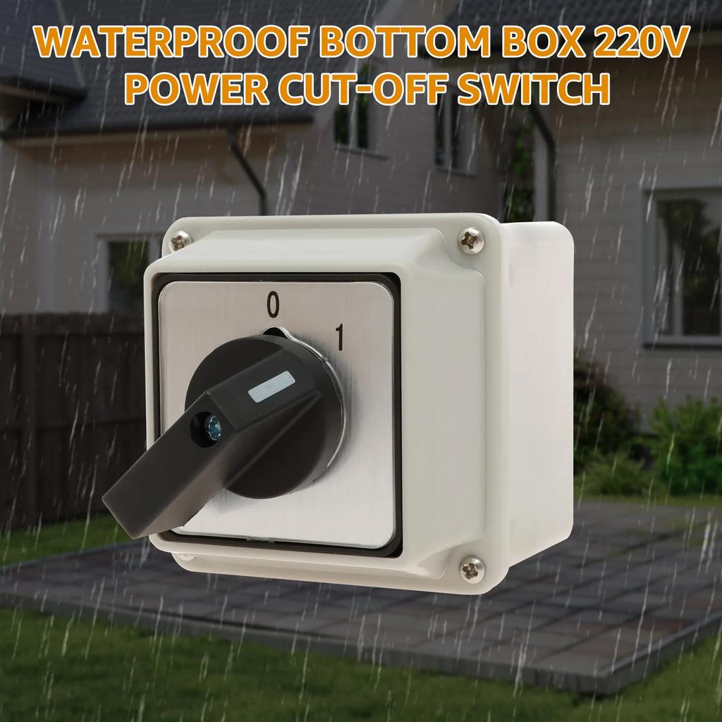 220V Universal Rotary Switch ON OFF 2 Positions with Flame Retardant & Waterproof Exterior Box with Master Switch Exterior Home