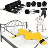 5pcs Set BDSM Bed Bondage Erotic Product, Steel Ring Handcuffs Ankle Cuffs Kit With Eye Mask, Flirting Feather, Leather Slap, Around Any Furniture, Be