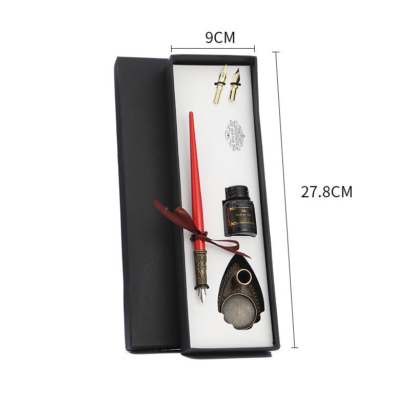 Creative Glass Dip Pen Set with English Calligraphy Pen, Wood Handle, and Manga Pen Gift Box 0.38mm