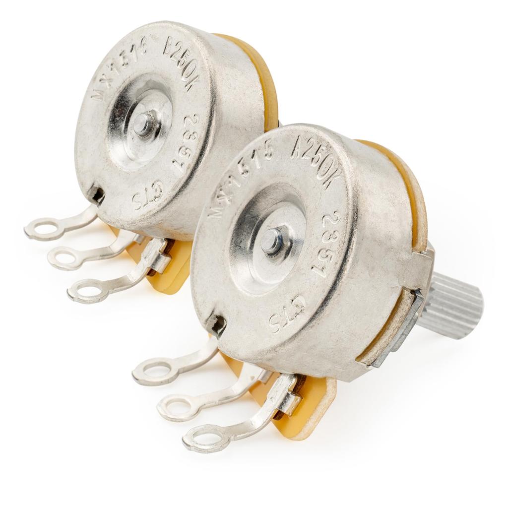 CTS 450 Short Split for Electric Guitar and Bass A250K+B250K Potentiometers, Shaft, 1/4" 10% A/B Curve, (1A1B Set)