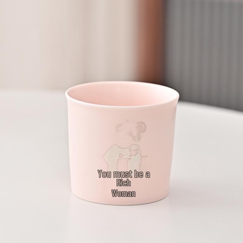 Cană Caligrafie Roz cu Incrustație Argintie - Cană Drăguță cu Mâner pentru Cafea, Ceai, Cola pentru Cupluri