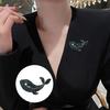 Women Brooch Sparkling Rhinestones Imitation Pearls Decor Whale Design Lapel Pin Sweater Scarf Holder Jewelry Accessories
