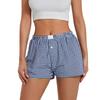 Shorts für Damen Teenager-Mädchen Elastischer Bund zum Überziehen Rot Blau Kariert Shorts Outfit Lässig Lounge Sommer-Shorts