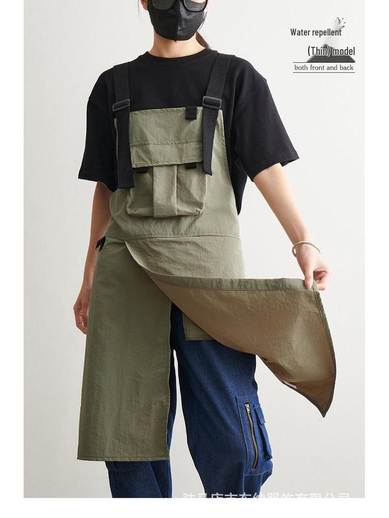 Korean Fashion Apron for Women and Men: Ideal for Baristas, Bubble Tea Shops, Barber Shops, Nail Salons, and Restaurants