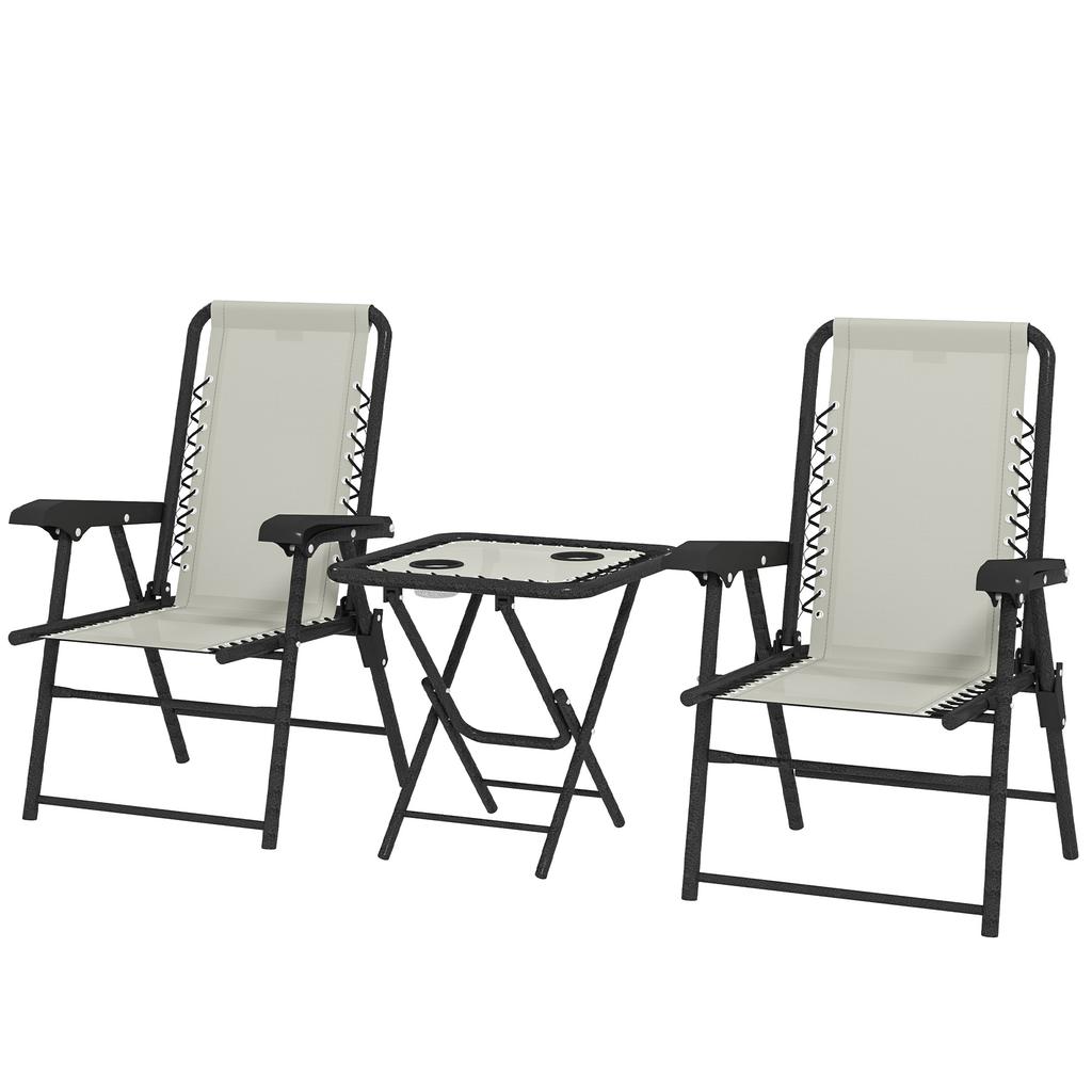 Three-Piece Garden Table and Chair Set - Cream White