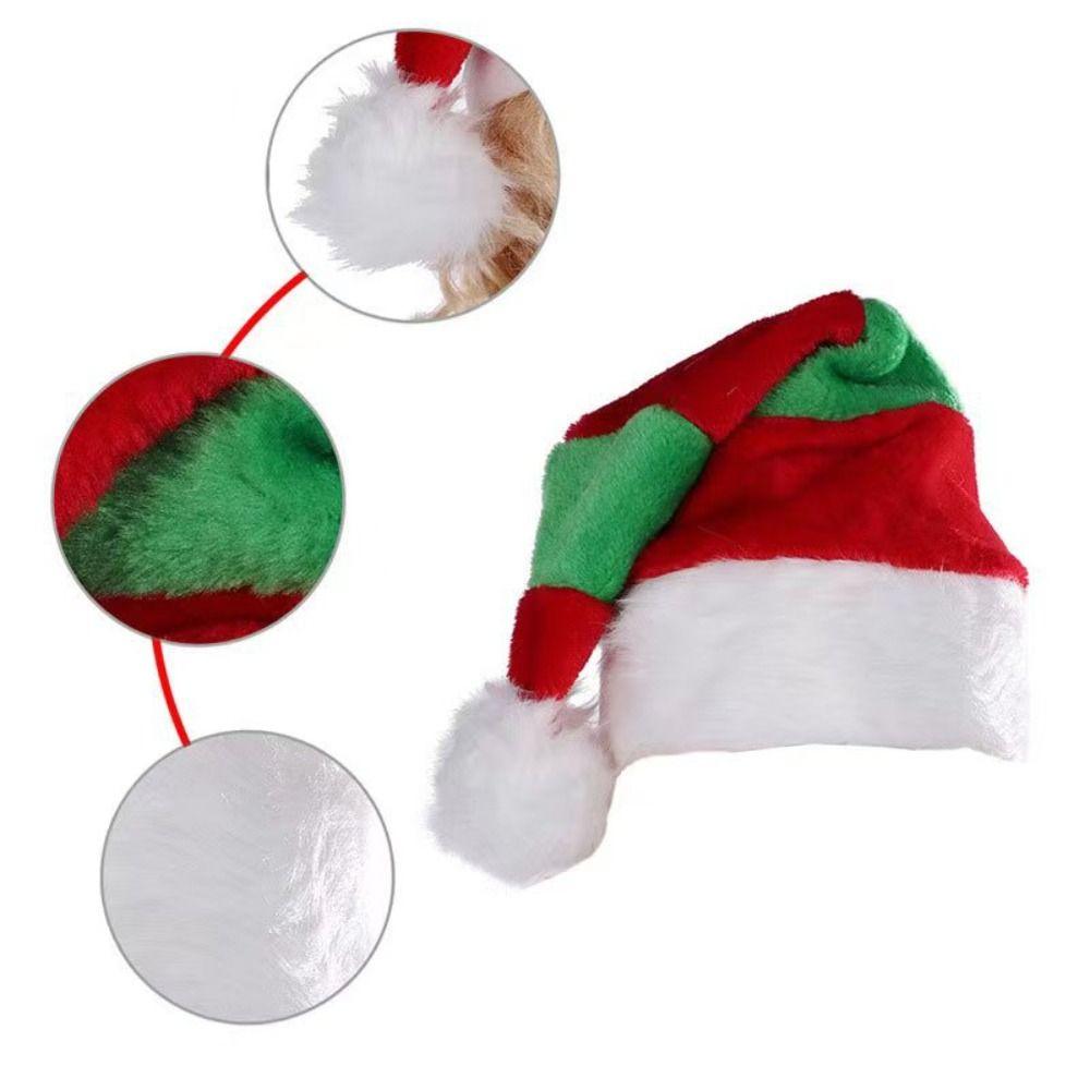 Christmas Decoration Striped Splicing Christmas Hat Soft Thicken Santa Hat Funny Fluffy Warm Winter Cap Women