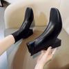 Fashion Winter Women's Boots Spring Square Toe Rear Zipper Short Boots Women's Thick Heel Ankle Boots Shoes Women Botas Mujer Botines