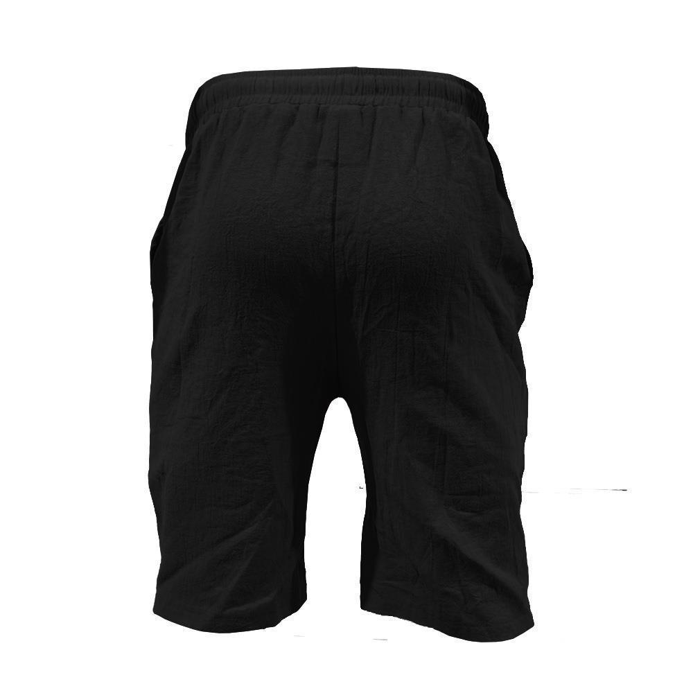 Men's Summer Cotton Linen Pocket Shorts - Breathable, Comfortable Mid-Length Drawstring Casual Beachwear