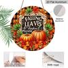 2D Flat, 1pc Round Aluminum Festive Fall Leaves & Pumpkins Wall Sign, Vintage Aluminium Decor for Home, Kitchen, Office, Garden, Garage, Christmas