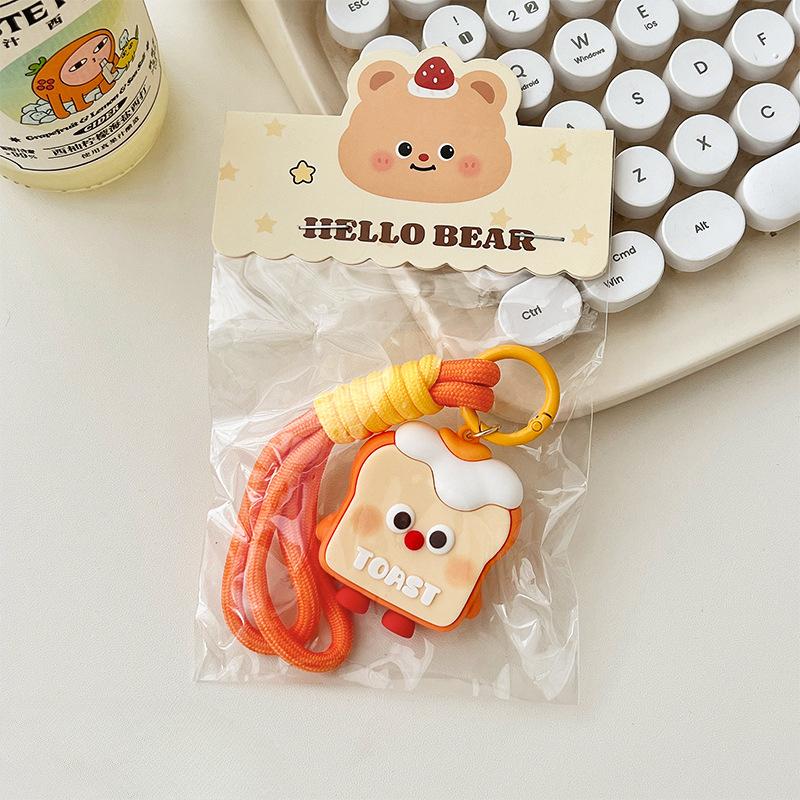 

Милый брелок для ключей в виде тоста, пара, трехмерная фигурка, студенческая сумка, кулон, аксессуар, кулон в виде хлеба, подарок