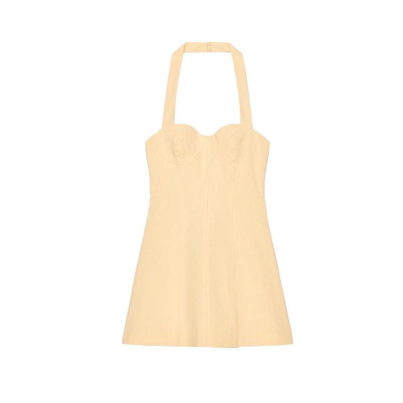 Summer New Product Women's Clothes Simple and Short Heart-Shaped Neckline Hanging Collar Jumpsuit Dress 4661321
