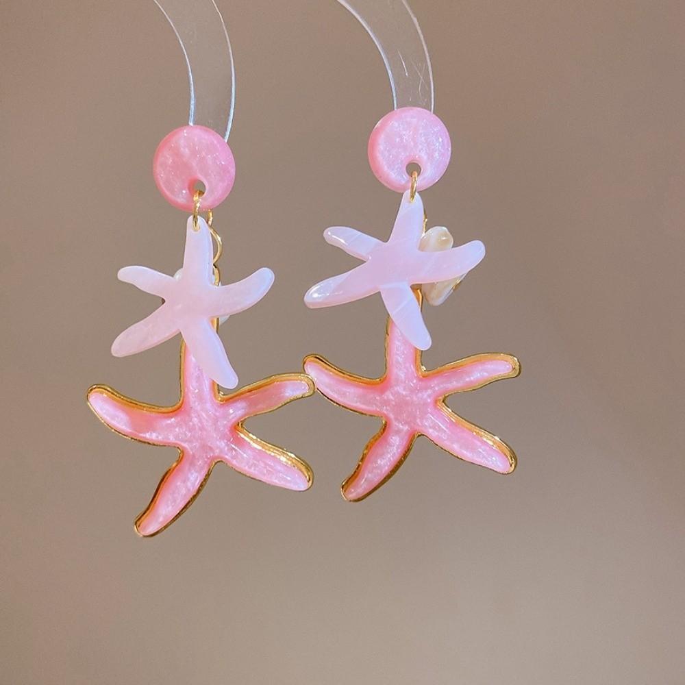 Candy Color Ocean Starfish Stud Earrings Shell Starfish Ear Pendant  Summer Beach