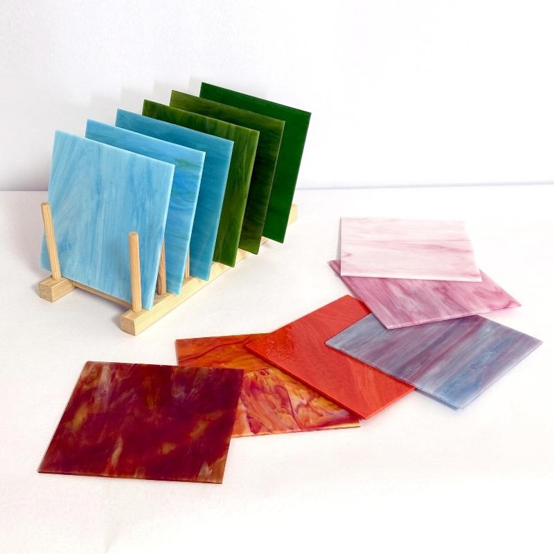 10X10cm Rainbow Stained Glass Pieces Used for DIY Mosaic Crafts, Decorative items, lampshades, Door and Window Lnlay Materials