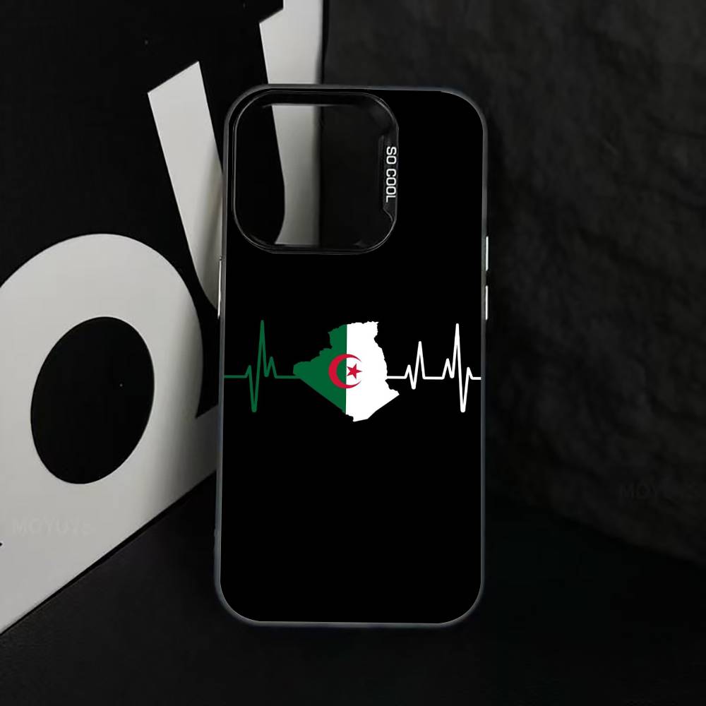 

A-Algeria F-Flag Phone Case For iPhone 17,16,15,14,13,12,11 Plus,Pro Max,XS,Colorful Silver Phone case Funda Cover iPhone15