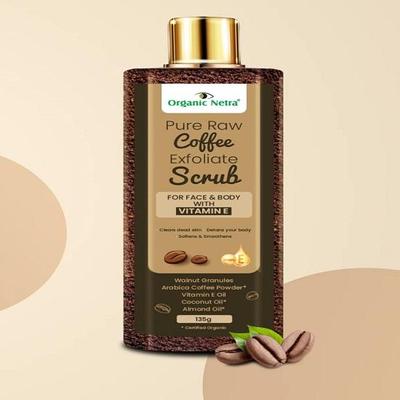 Netra Raw Coffee Exfoliant Exfoliant Visage et Corps Nettoyant Bio 135g (Un paquet de 2)