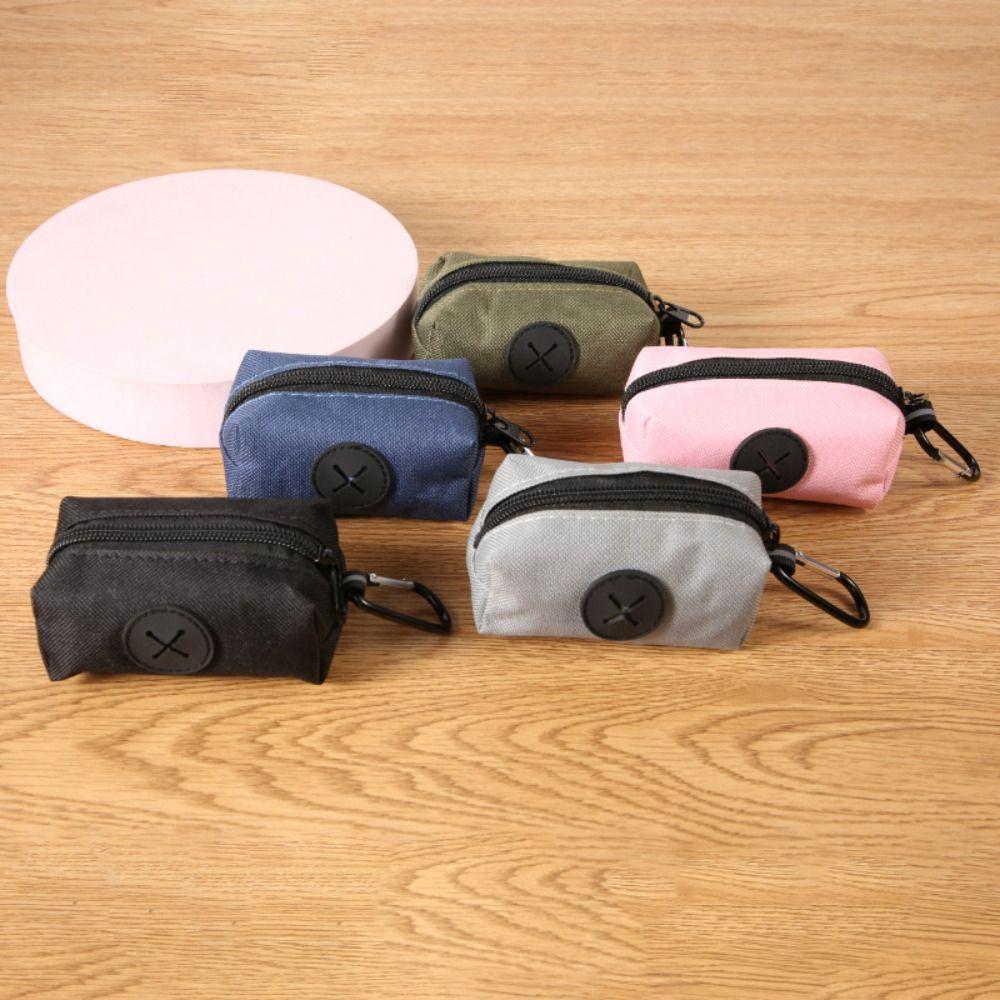 with Carabiner Clip Dog Poop Bag Holder Oxford Cloth Animal Waste Collection Pouch Walking