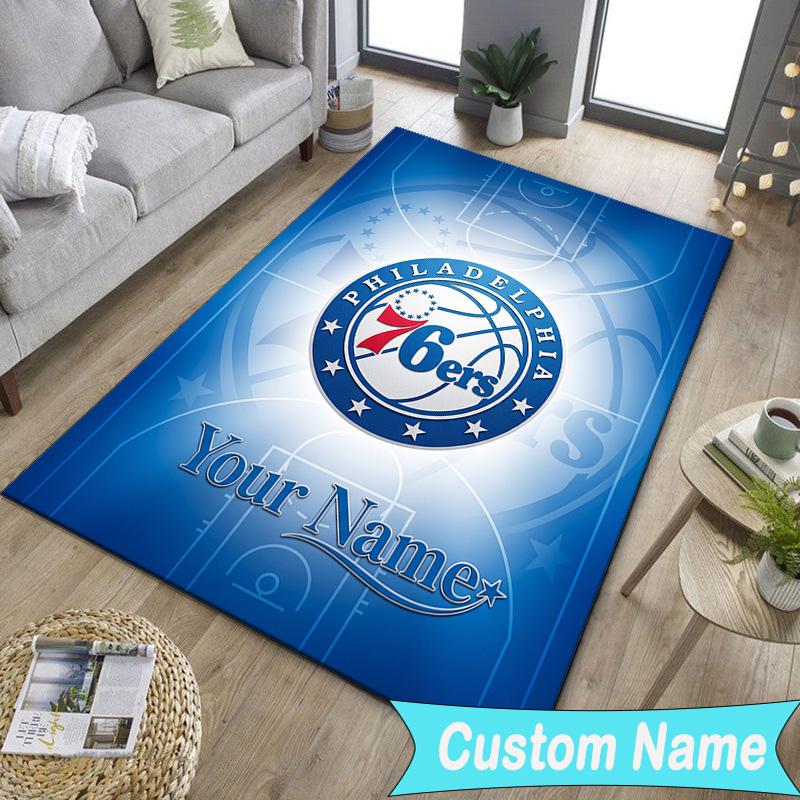 Custom NamePhiladelphia Basketball Team Carpet, Indoor Rug, Chair Rug, Living Rooms, Doormat Made From Polyester Home Decor Birthday Christmas Gifts