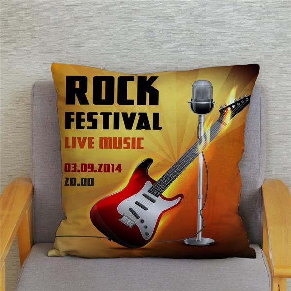 Home Decor Rock Music Print Pillowcases Bedroom Cushion Covers