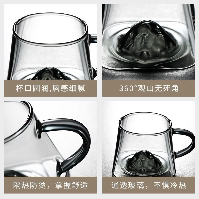High Grade Coffee Mug View Mountain Glass Cup With Handle Personal Special Coffee Water Tea Mug For Office Home Daily Drinkware