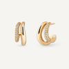 Premium Metal Inlaid Zircon Irregular Double-Layer Design Earrings S925 Silver Needle Stud Earrings Trendy Temperament Earrings