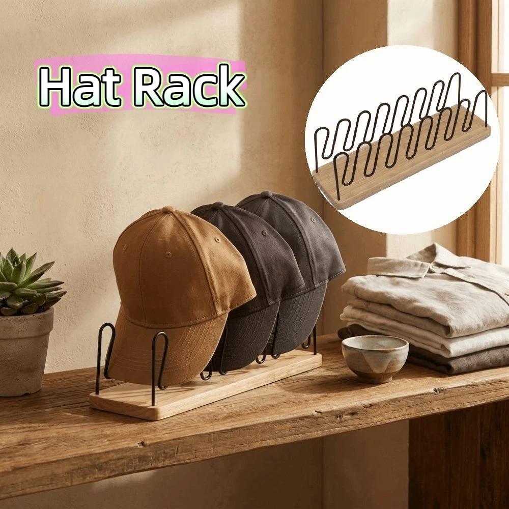 Compact Hat Organizer Space Saving Hat Display Rack Storage Tool Wooden Hat Rack Wardrobe