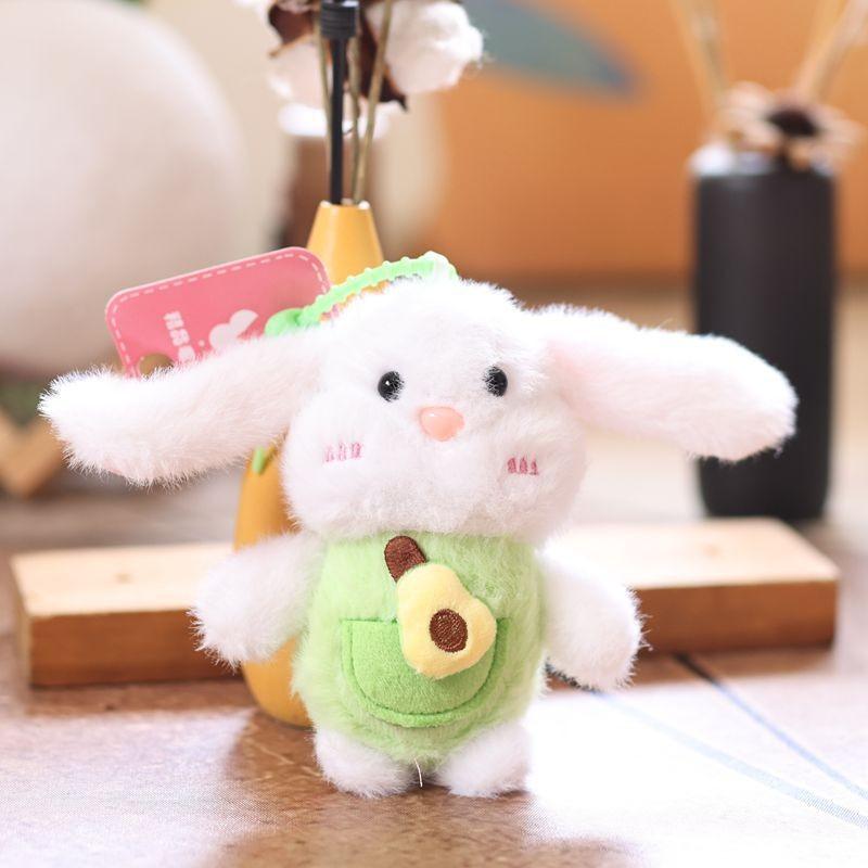 Cute Fruit Bunny Plush Keychain With Soft Polyester Fill For Bag Decoration
