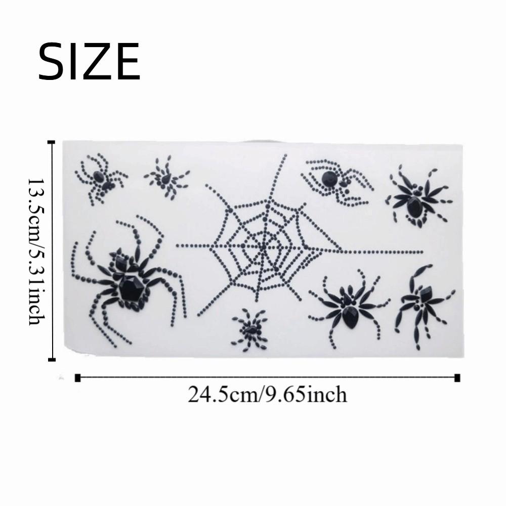 Waterproof Halloween Temporary Tattoos 3D Halloween Face Rhinestone Sticker  Festive