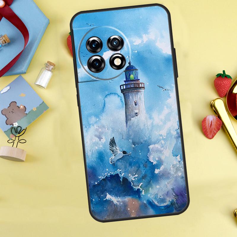 Abstract art highway lighthouse Case For OnePlus 13R 12R 10R 15 13 12 11 10 9 13T 10T 8T Nord CE 5 2 3 4 Lite N20 N30 Cover