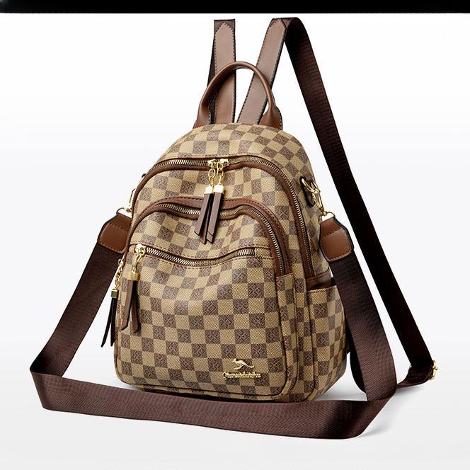 Avancerad Schackrutig Ryggsäck för Kvinnors Vårresor Ryggsäck med Multifunktionell Texturerad Kvinnors Bokväska Mode Ryggsäck för Flickor