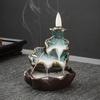Double Fish Flowing Back Incense Burner Innovative Home Decor Waterfall Incense Ceramic Furnace Craft  Lotus Incense Burner
