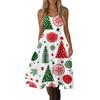 Women's Sexy Off-Shoulder Vintage Christmas Print Dress for Holiday Party