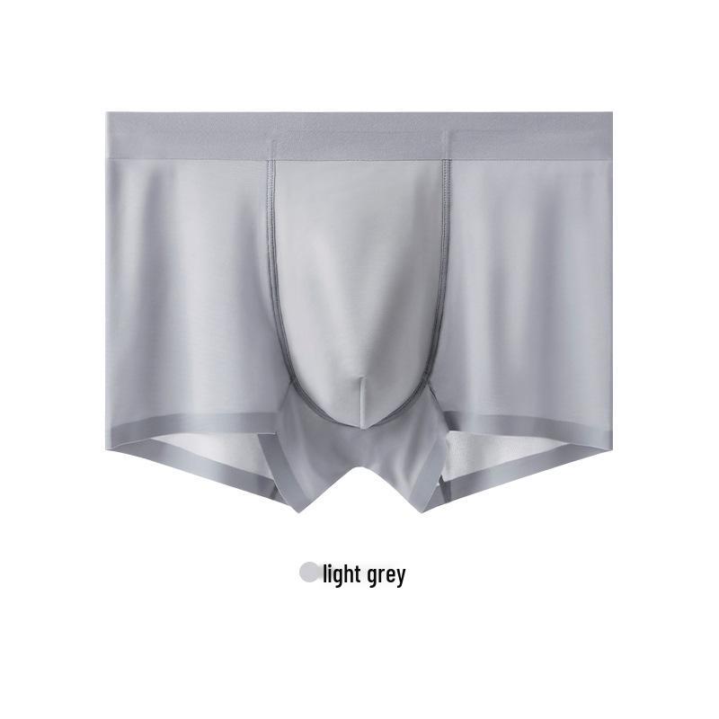 Men's Summer Ice Silk Antibacterial Quick-Dry Boxer Briefs - Mid-Waist, Seamless, Breathable Ultra-Thin Four-Corner Design.