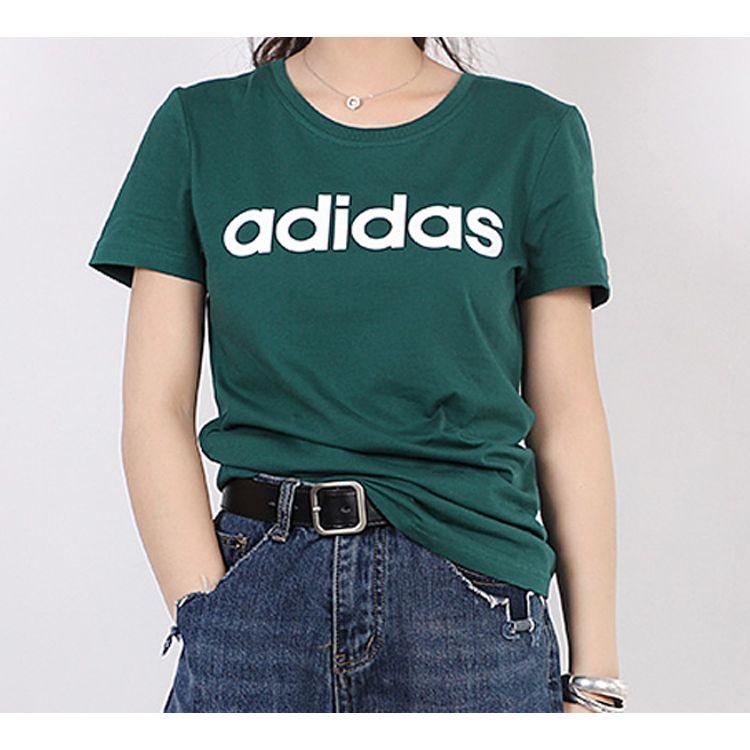 Adidas Neo Round Neck Short Sleeve T-Shirt Women Tops Forest-Green FP7866