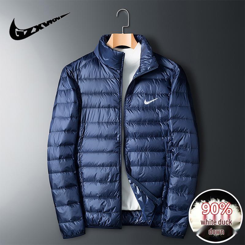 Jachetă de puf ușoară pentru bărbați, mărimi mari, casual și rezistentă la vânt pentru toamnă/iarnă