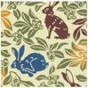 Todaya Shoten Niwaen-zome Tenugui (Japanese Hand Towel) Rabbit with Chestnuts (Green) 1054-G