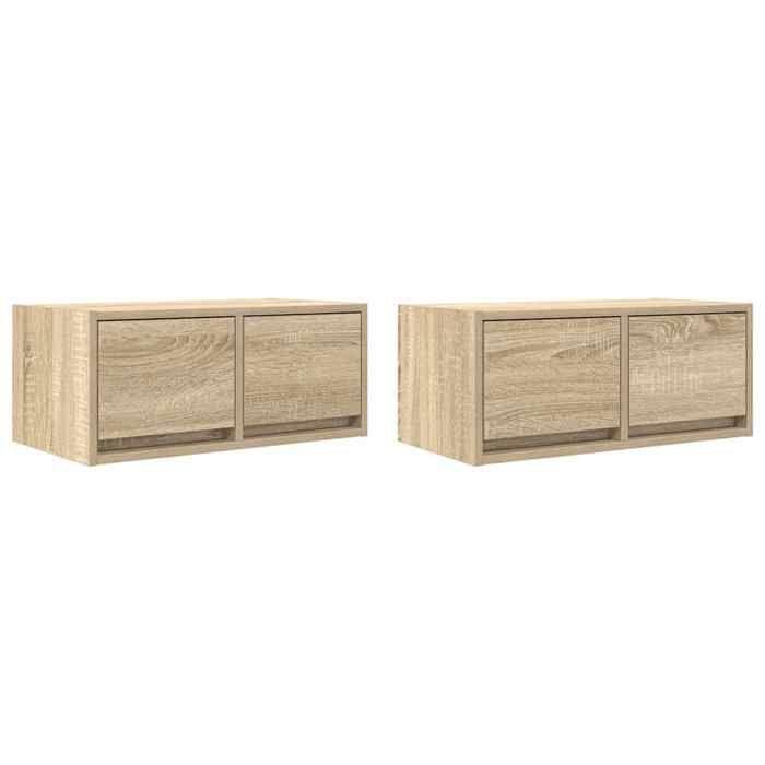 VidaXL TV Furniture 2 Pcs Sonoma Oak 60x31x25.5 Cm Engineered Wood, TV Stand, Hi-fi Cabinet, Entertainment Center, Sideboard 861495